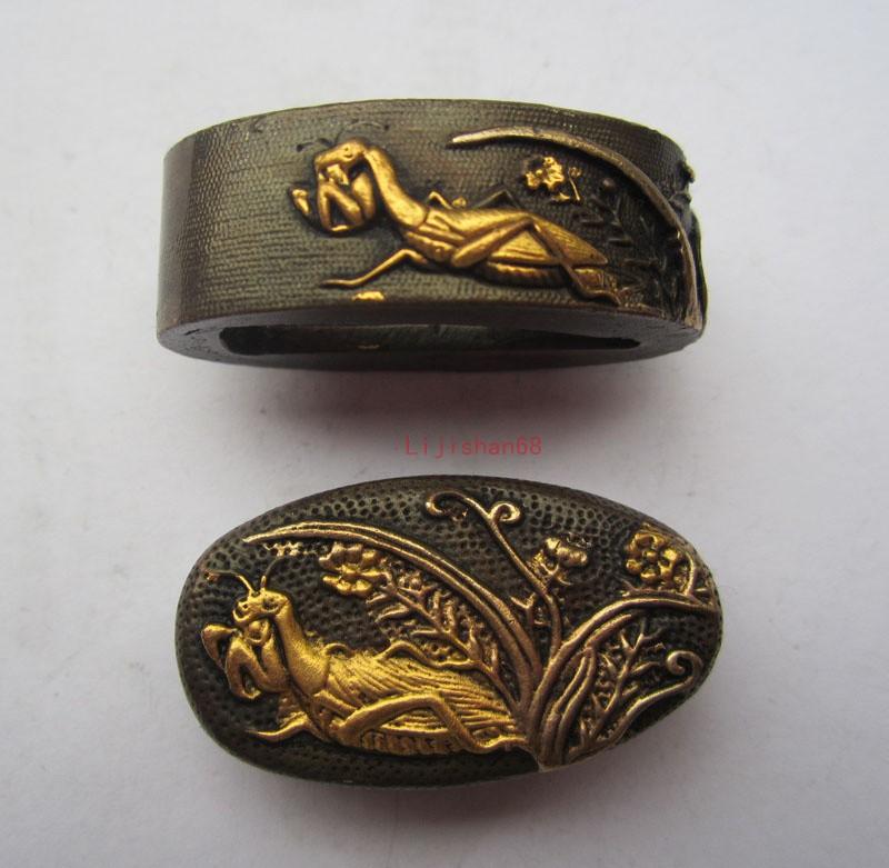 Copper/Japan Samurai Sword Katana FittingTsuba+Fuchi+Kashira+Menuki