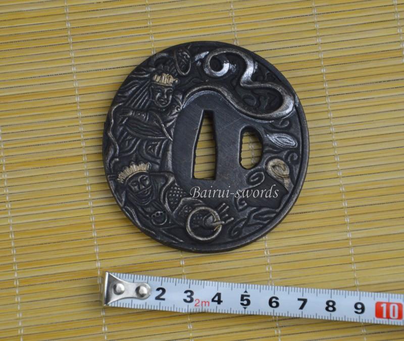 Buddhist God Carved Tsuba Guard For Japanese Katana Samurai Sword