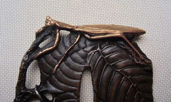 Rare Exquisite Solid Tsuba Sign Mantis,Copper Japanese Samurai Sword